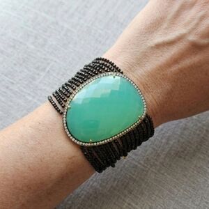 Melania Trump Gold Vermeil Green Chalcedony Multi-Strand Statement Bracelet